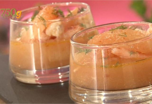 Verrines de crevettes au pamplemousse