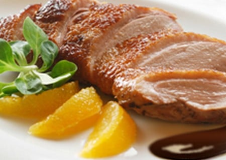 Canard gourmand sauce chocolat-orange