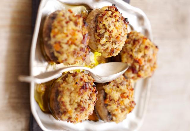 Champignons farcis au Quinoa et hachis