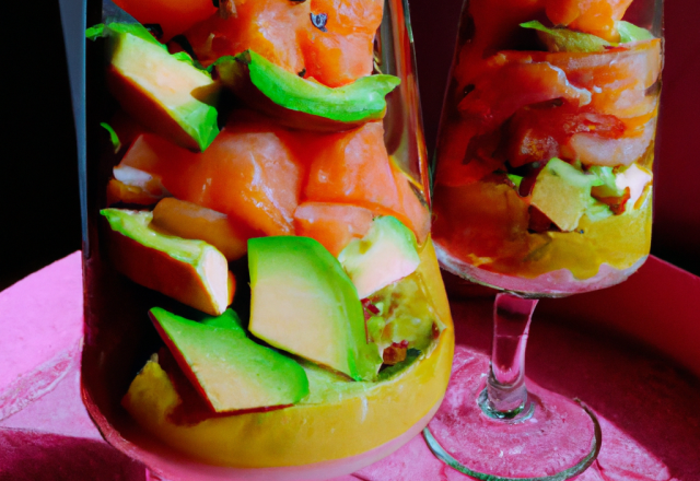 Ma verrine aux 2 saumons, avocat au pamplemousse