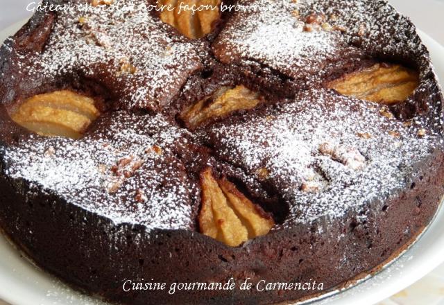 Gâteau chocolat poires façon brownie