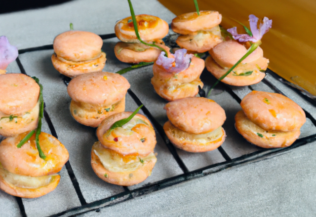 Macarons saumon-ciboulette pour un apéritif dînatoire