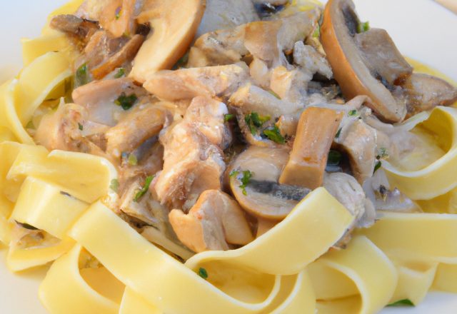 Tagliatelles au thon blanc et aux champignons d'automne