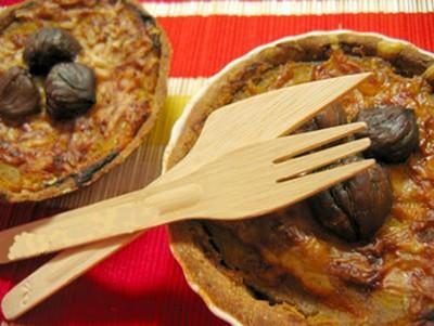 Tartelettes butternut, châtaignes, lardons et pointe de cannelle