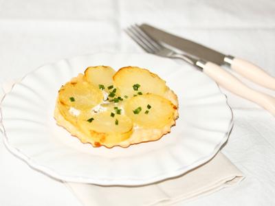 Tarte tatin aux pommes de terre et boursin