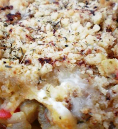 Crumble ratatouille, chèvre et épices