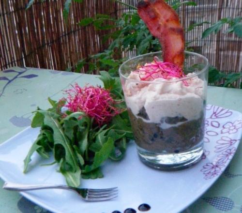 Cappuccino de lentilles et sa chantilly aux lardons