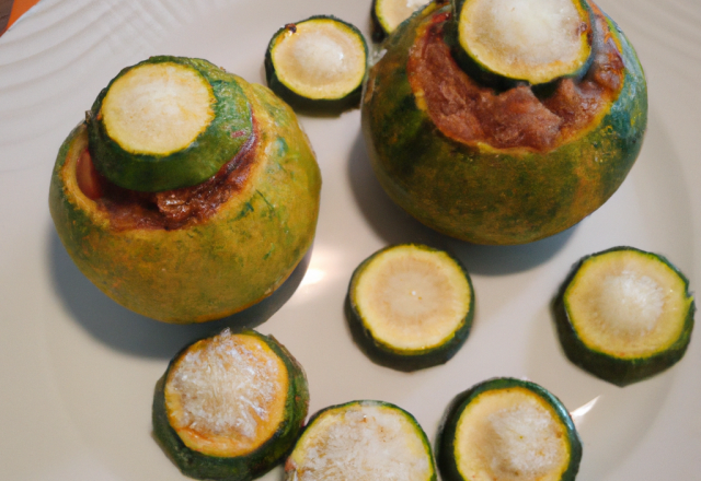 Courgettes rondes farcies au riz