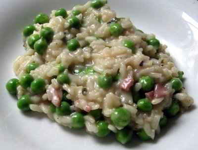 Risotto à la pancetta et au basilic