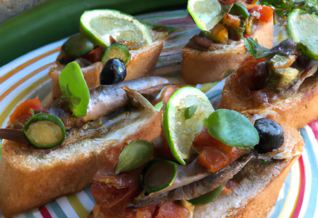 Bruschetta anchoïade et légumes croquants