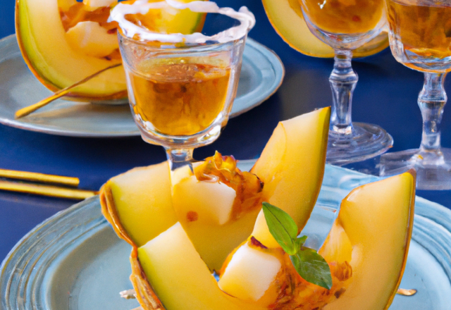 Coupes de melon au rhum blanc