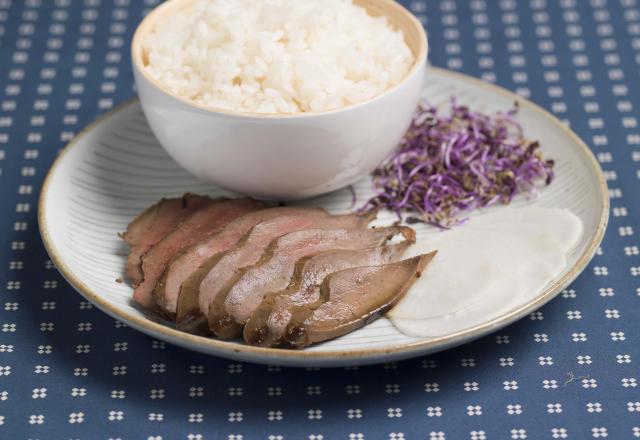 Tataki de foie d'agneau et riz vinaigré