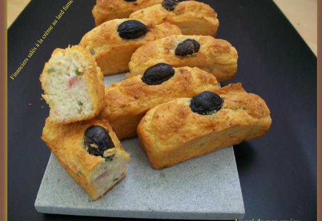 Financiers salés à la crème au lard fumé