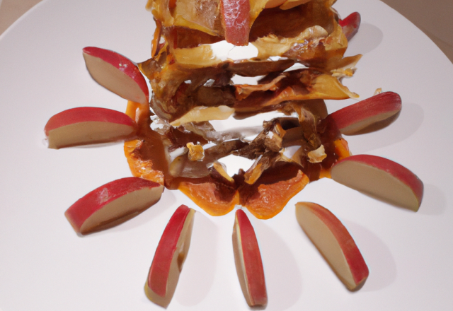 Millefeuille de pommes au four et glace aux marrons