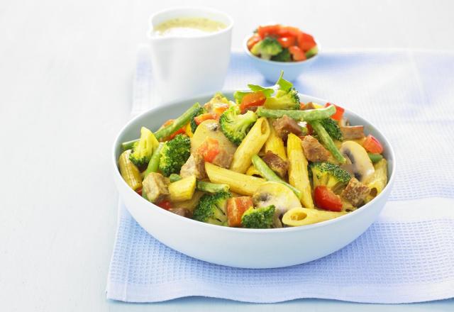 Pâtes aux légumes et Seitan