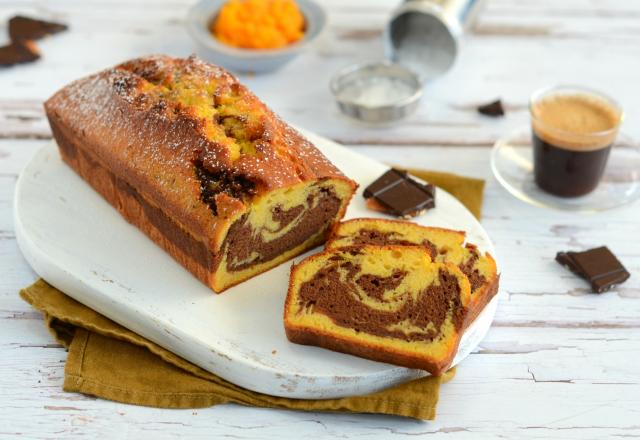 Cake marbré au chocolat et au potimarron