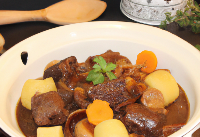 Bœuf bourguignon préparé au mélangeur