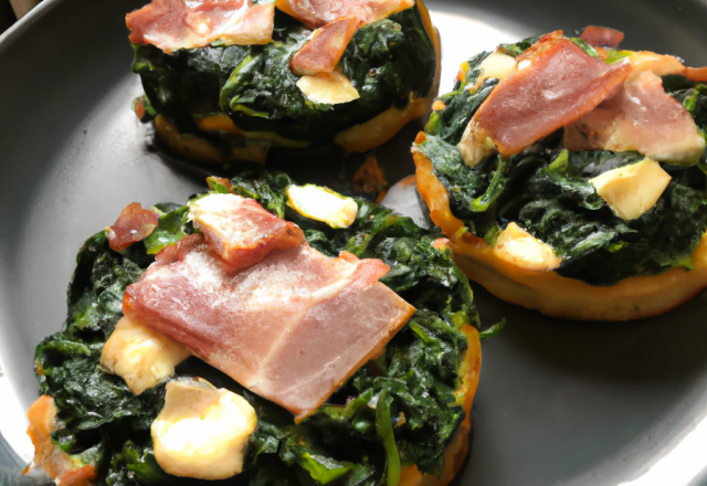 Tatins de petits flans d'épinards au chèvre et jambon