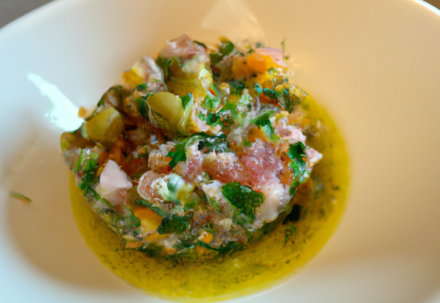 Tartare de dorade normande au gingembre et à l'huile d'olive