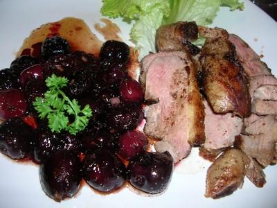 Canard cerises gingembre