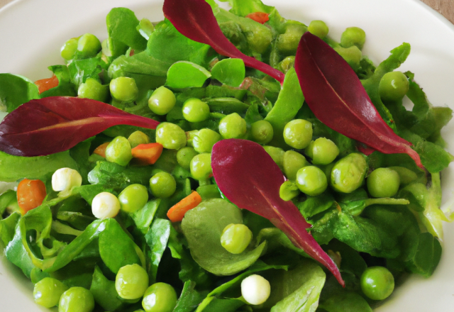 Salade de petits pois frais au mesclun