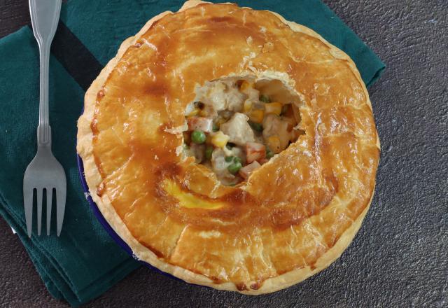 Chicken pot pie ou fausse tourte poulet maïs et petit pois