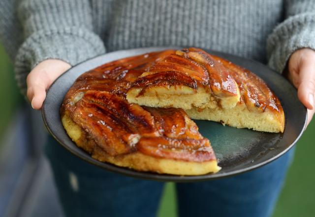 Gâteau renversé à la banane, sans four