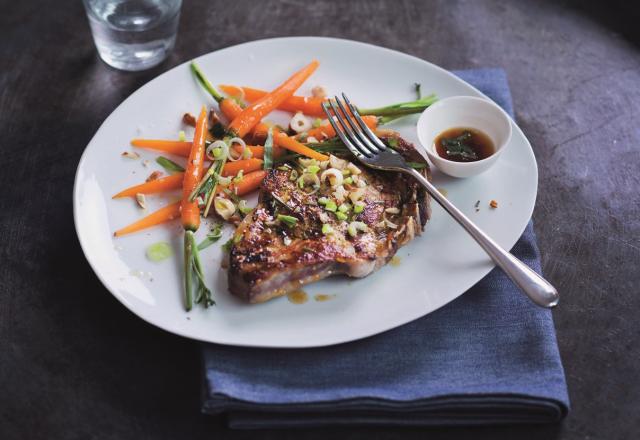 Veau rôti, carottes et vinaigrette Worcestershire