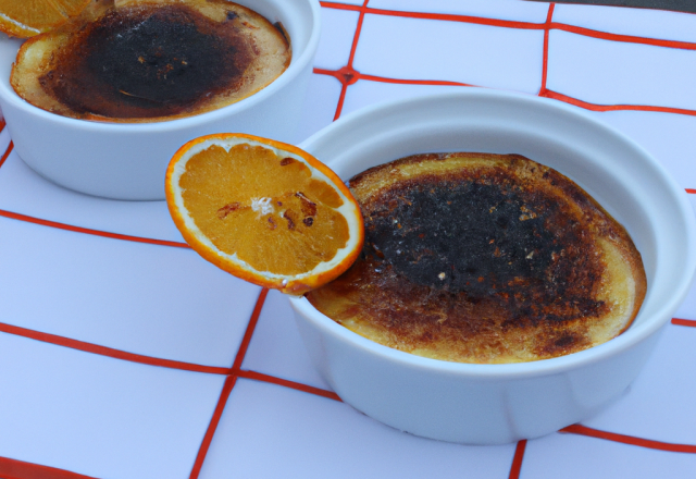 Crème brûlée maison au chocolat et à l'orange