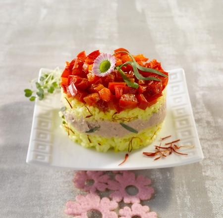 Timbales de riz safrané au thon