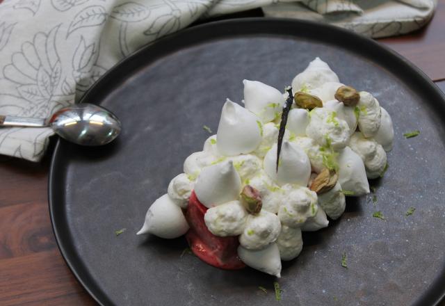 Vacherin glacé citronné, vanille-framboise