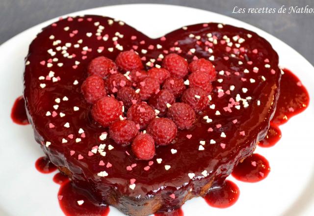 Gâteau aux framboises Saint-Valentin