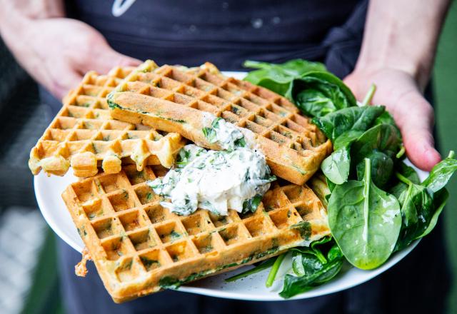 Gaufres épinard et chèvre