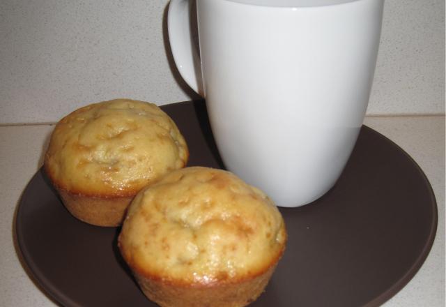 Muffins à la banane, cœur fondant au chocolat