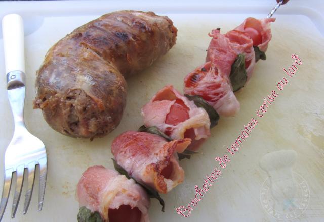 Brochettes de tomates cerise au lard