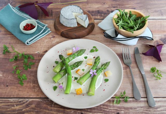 Asperges vertes au crémeux de chèvre & haddock au Selles-sur-Cher AOP