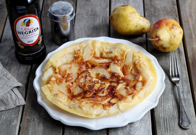 Crêpe épaisse au rhum et aux poires