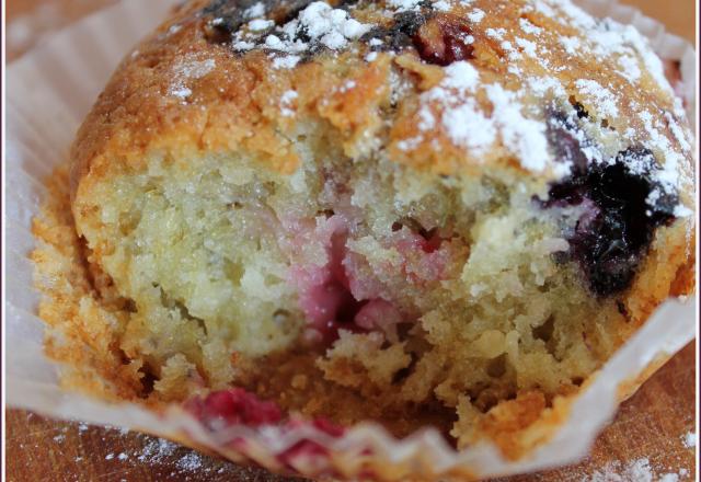 Muffins au chocolat blanc et fruits rouges