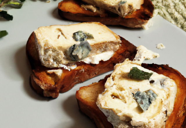 Glace au Roquefort sur toasts