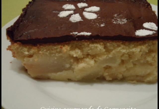 Gâteau moelleux de poires & ganache de chocolat noir