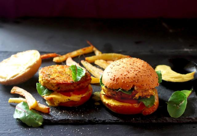 Burger végétarien avec galettes de tofu à l'indienne