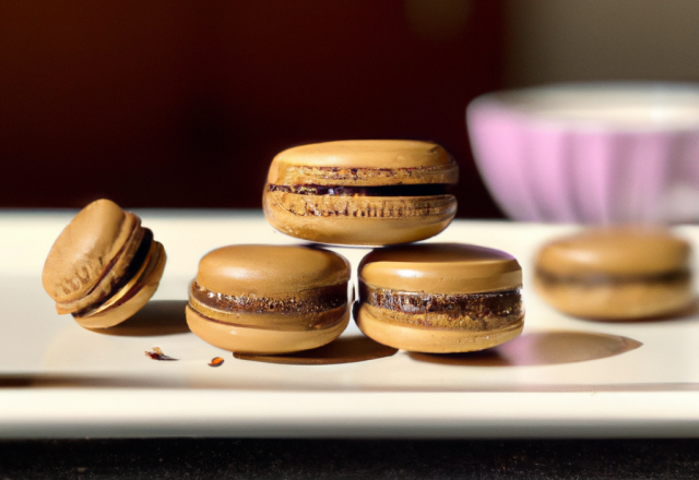 Macaron chocolat, ganache au thé earlgrey