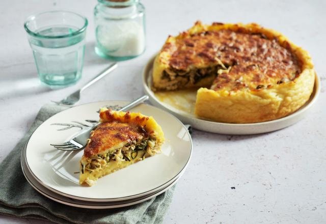 Tarte-purée à la courgette et au poulet