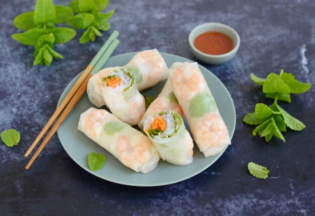 Rouleaux de printemps aux crudités et aux crevettes