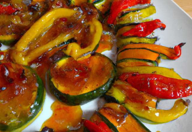 Courgettes caramel poivrons