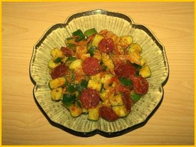 Poêlée de courgettes au chorizo maison