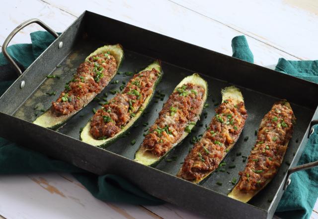 Courgettes farcies bœuf et ciboulette