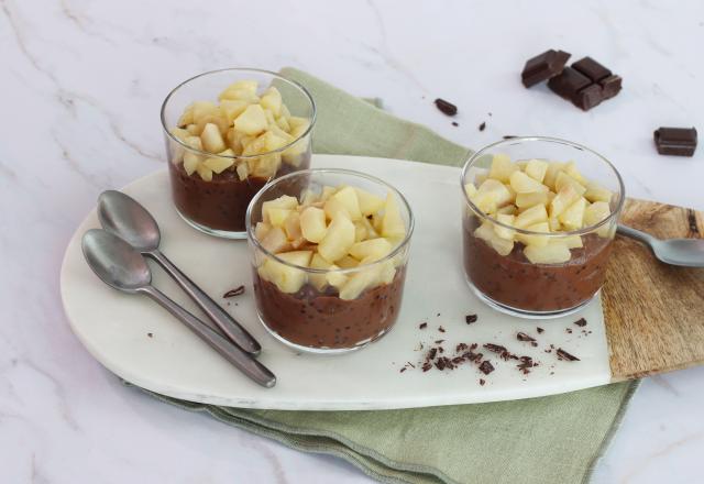 Crème dessert aux Perles du Japon Tipiak, lait d'amandes, chocolat et poire