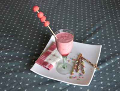 Milk-shake aux framboises et fraises Tagada