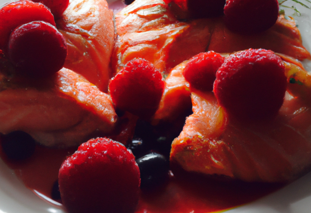 Darnes de saumon à la gelée de framboise